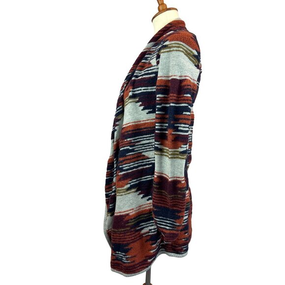 Lucky Brand Aztec Open Front Cardigan Womens  XS Rust Brown - Picture 2 of 8
